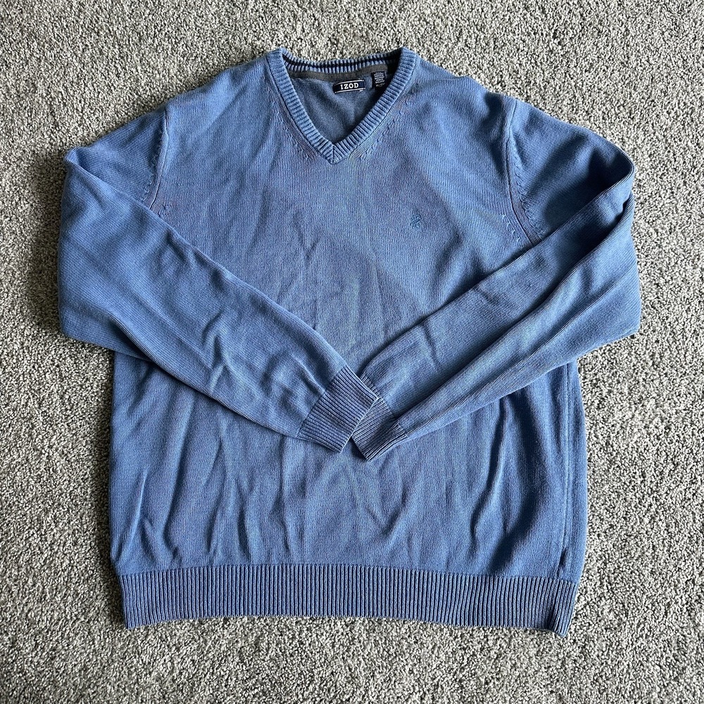 IZOD Men's Premium Essentials Solid V-Neck Sweater XL, Blue